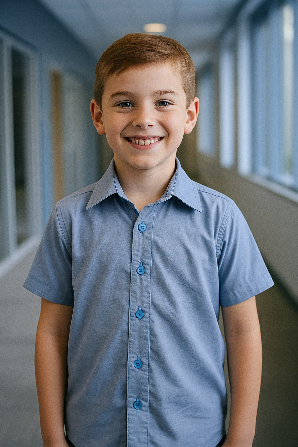 Boys' Button-Down Shirt – Pleated Back, Classic Fit, Premium Quality