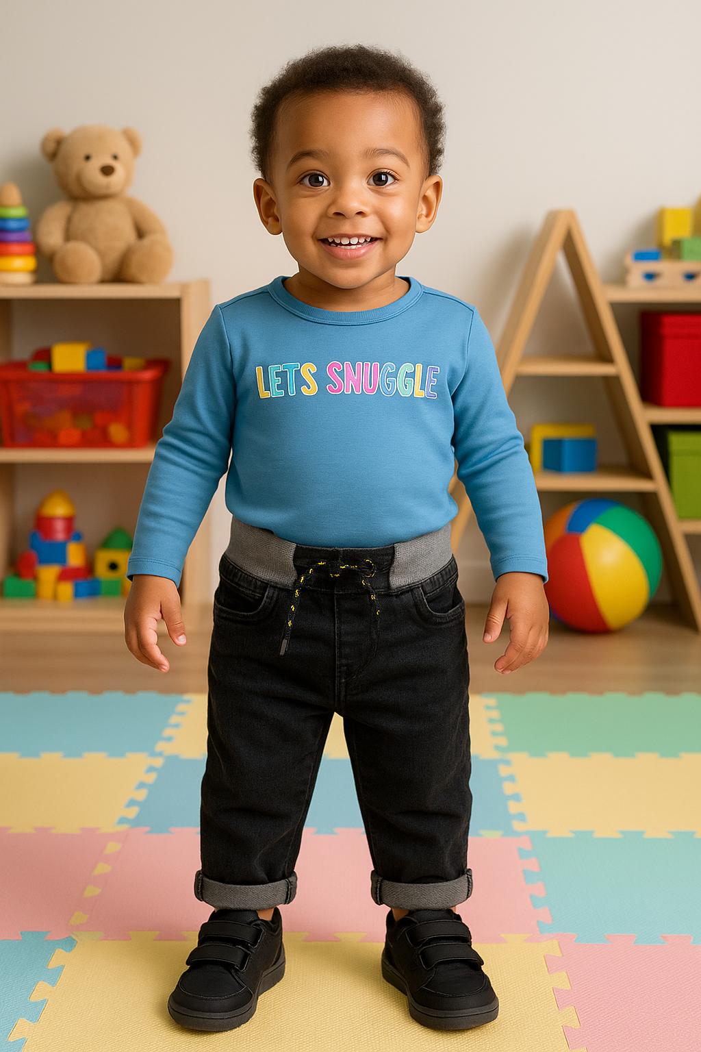 Infant Blue Long Sleeve Cotton Onesie - Let's Snuggle