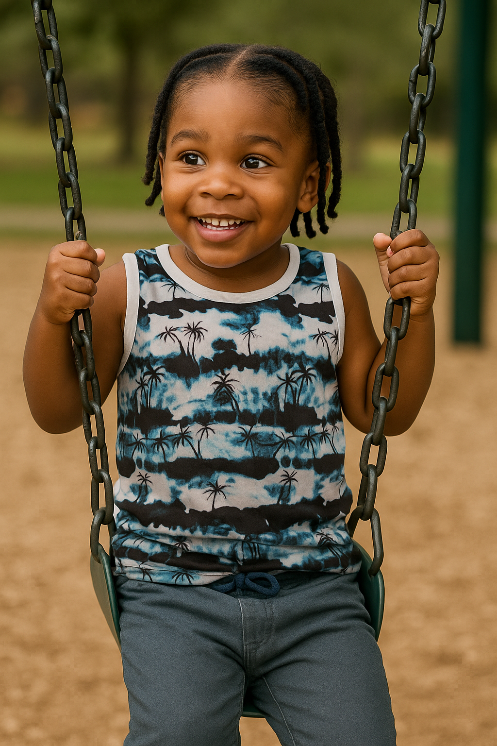 Palm Tree Graphic Tank Top – Boys’ Summer Sleeveless Shirt