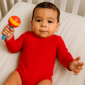 Red Infant Long Sleeve Cotton Onesie