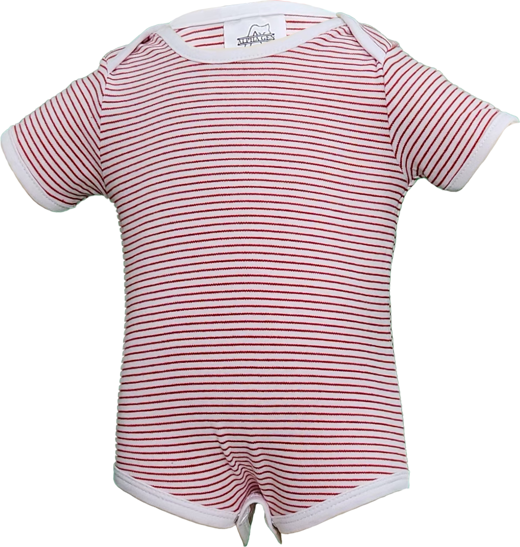 Soft Cotton Baby Bodysuit - Red and White & Orange (Short Sleeve) for Newborns & Infants