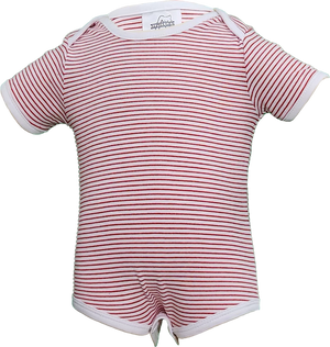 Soft Cotton Baby Bodysuit - Red and White & Orange (Short Sleeve) for Newborns & Infants