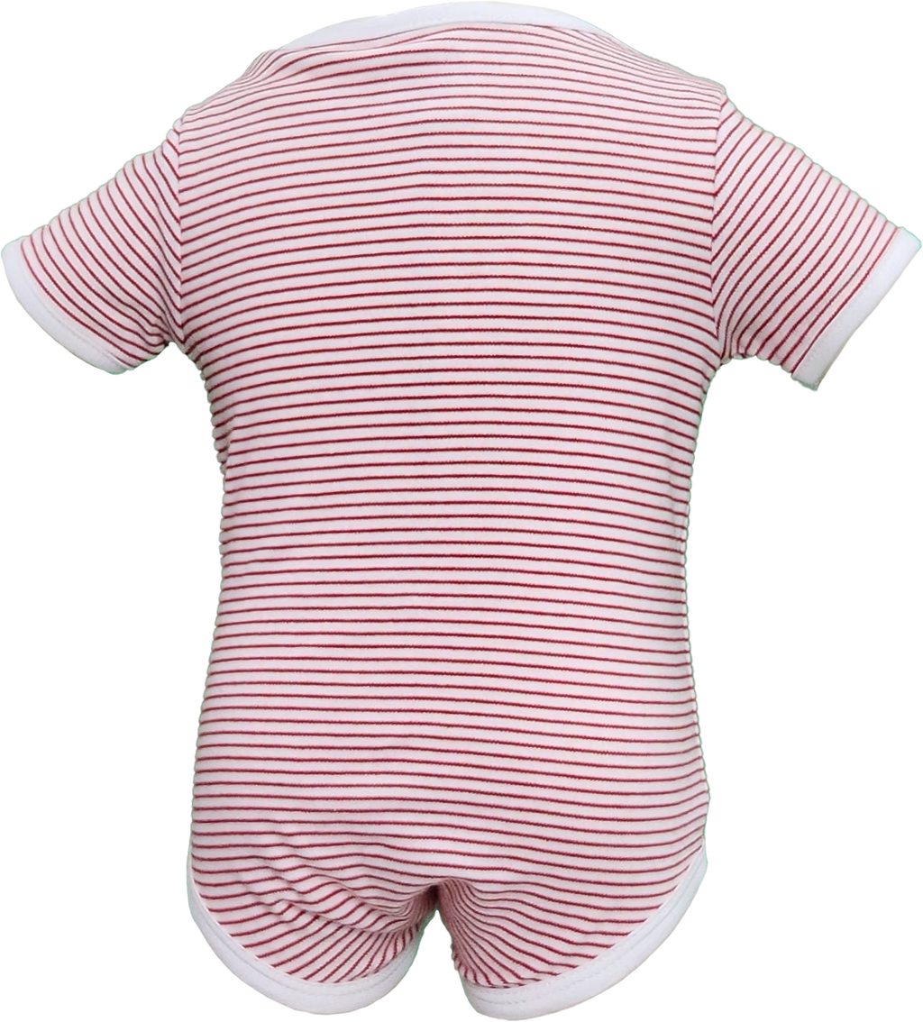 Soft Cotton Baby Bodysuit - Red and White & Orange (Short Sleeve) for Newborns & Infants