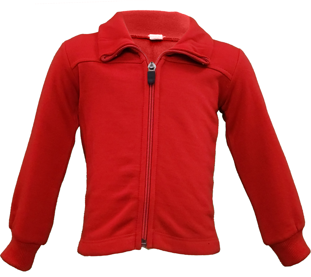 boys lightweight fleece jacket soft zip-up. Red