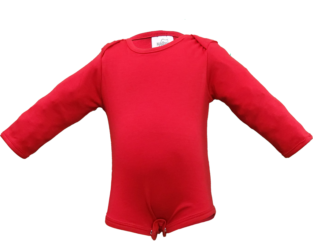 Red Infant Long Sleeve Cotton Onesie